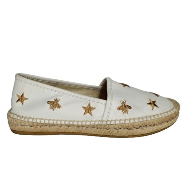 Gucci Bee & Star Embroidered Leather Espadrille Flats - Picture 1 of 8